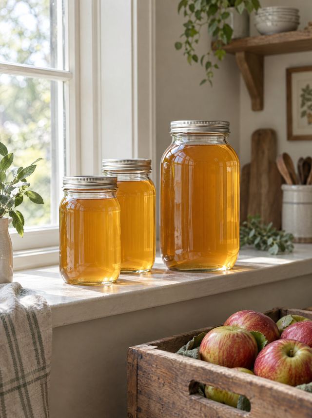 Jars of home-canned apple juice