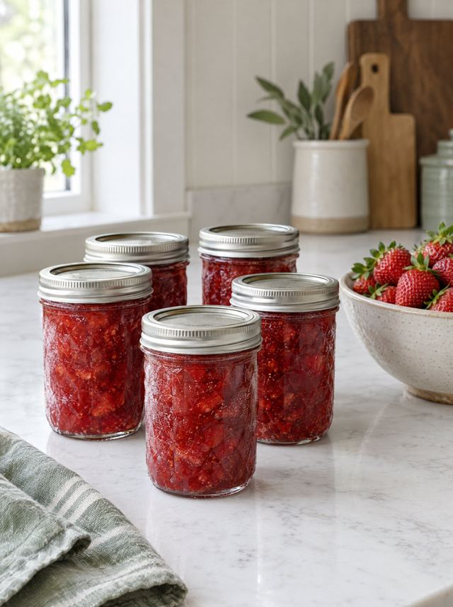 Jars of berry jam