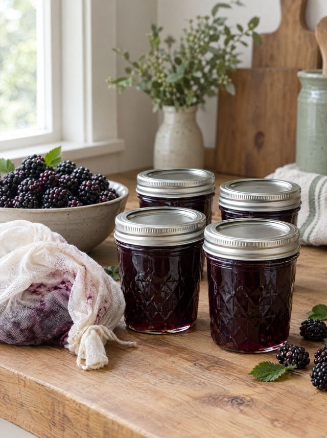 Jars of blackberry jelly