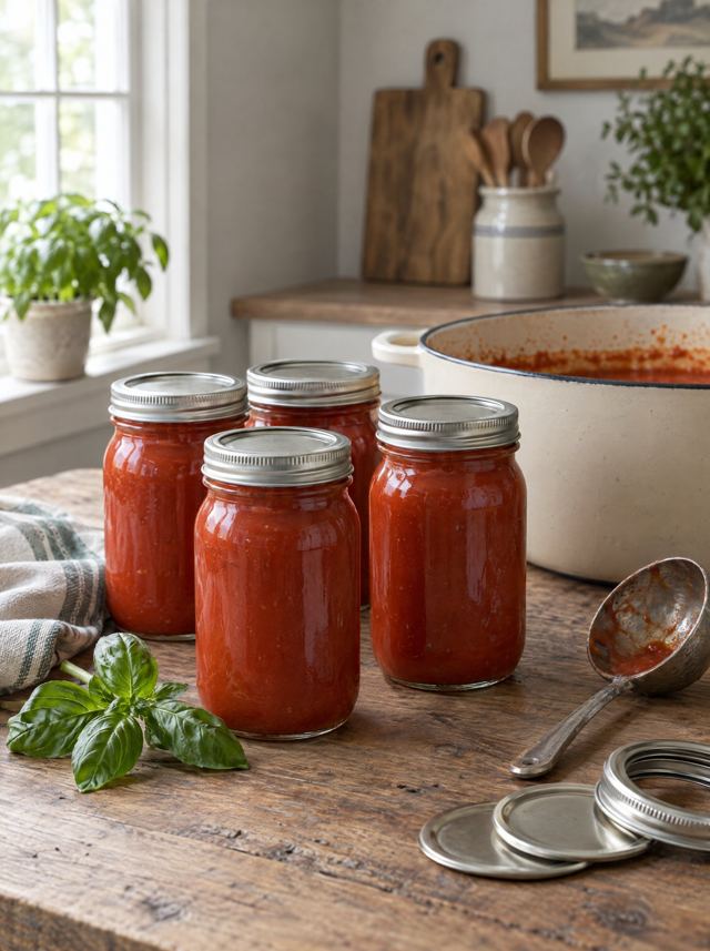 Jars of tomato sauce